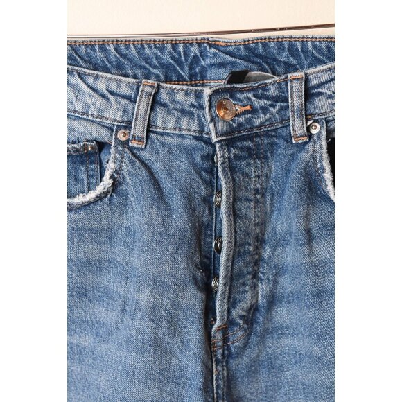 H&M Women’s Size 10 Divided Blue Jeans With Raw Hem and Side Slit Medium Wash - Picture 12 of 12